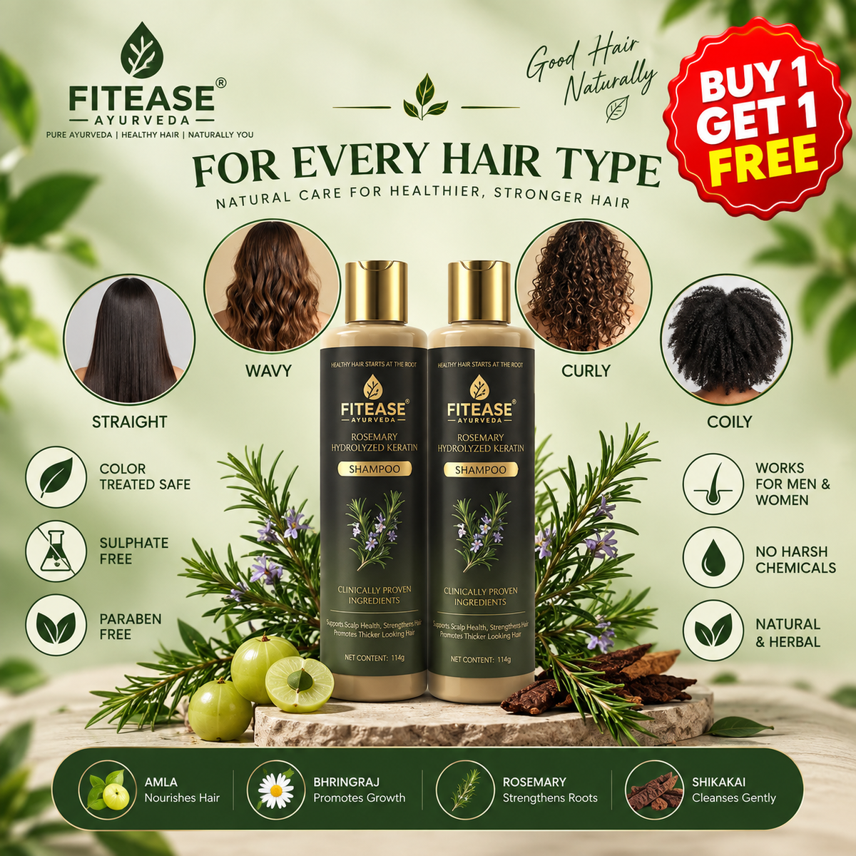 Rosemary Hair Growth Shampoo (Pack of 2)