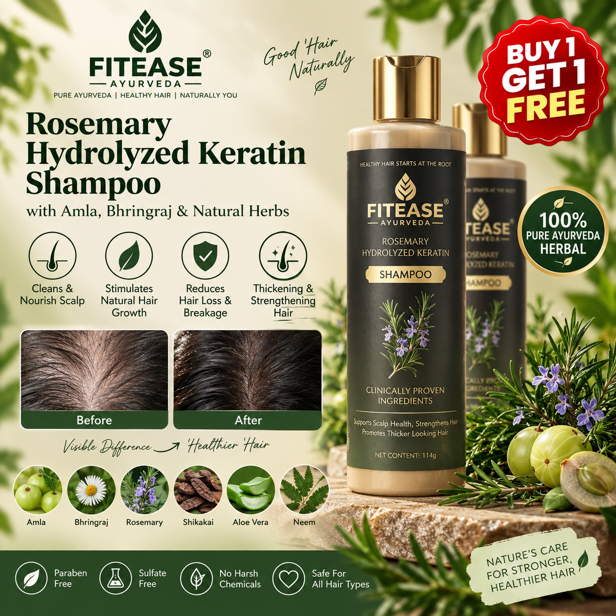 Rosemary Hair Growth Shampoo (Pack of 2)